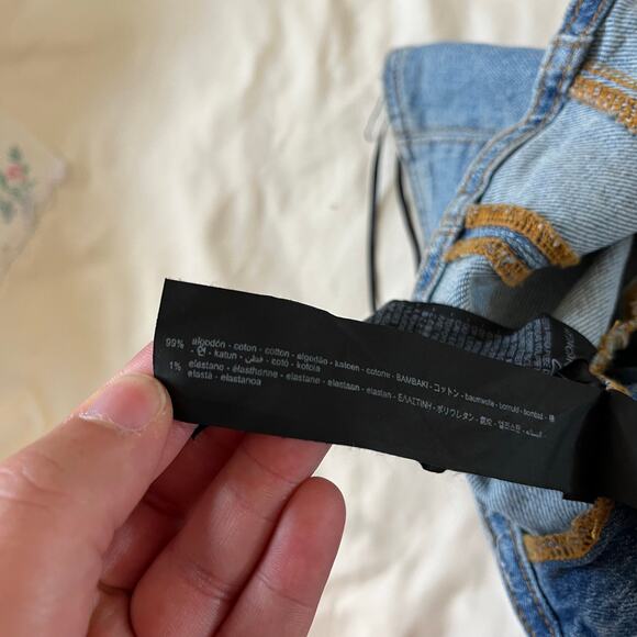 Zara Blue Denim Strapless Corset Top Wmns S Rodeo Western Festival Country - Picture 6 of 7